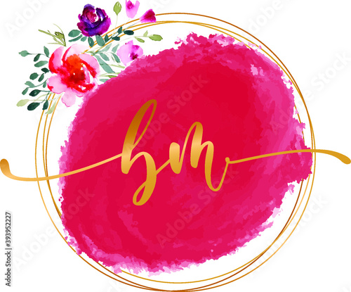 BM B M initial watercolor abstract  logo template vector image
