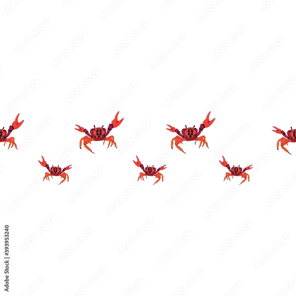 Obraz premium Seamless vector pattern. Red crab, on a white background. Vector graphics.