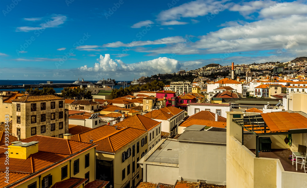 A view of across the roof tops of Funchal, Madeira