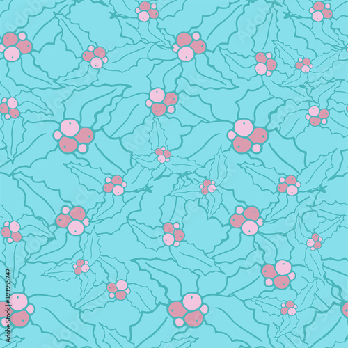 Wallpaper Mural Holly seamless pattern pink blue pastel color pattern for web, for print, for wrapping paper, for wallpaper, for winter holiday design Torontodigital.ca