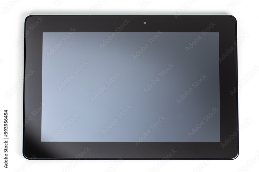 Modern black tablet pc isolated on white. Modern black tablet pc isolated on white.