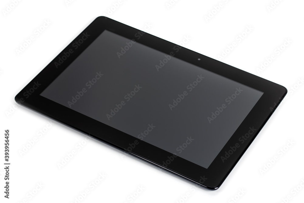Modern black tablet pc isolated on white. Modern black tablet pc isolated on white.