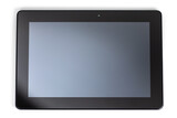Modern black tablet pc isolated on white.