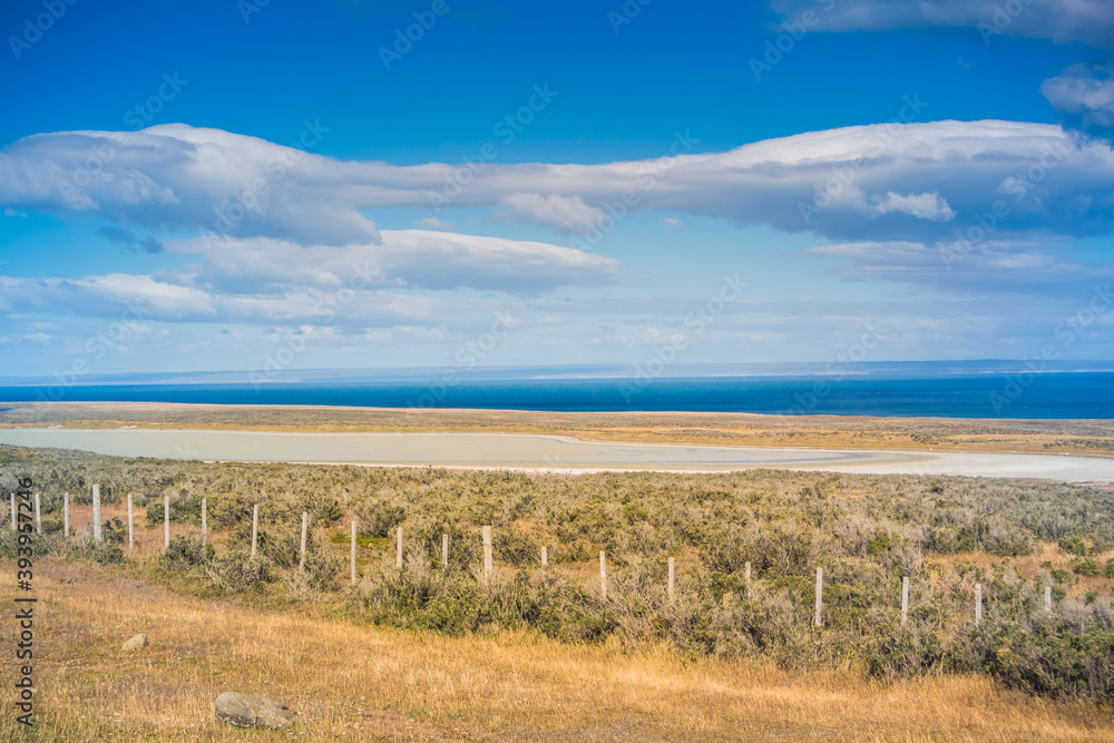 Tierra del Fuego coast landscape at Patagonia.