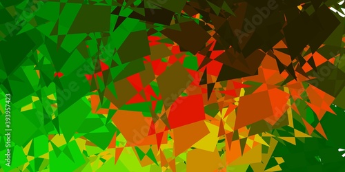 Dark green  yellow vector background with random forms.