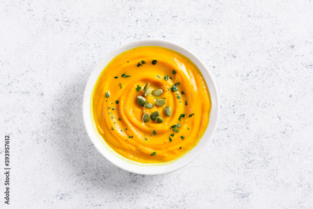 Pumpkin puree in bowl Pumpkin puree in bowl