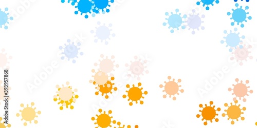 Light blue, yellow vector pattern with coronavirus elements.