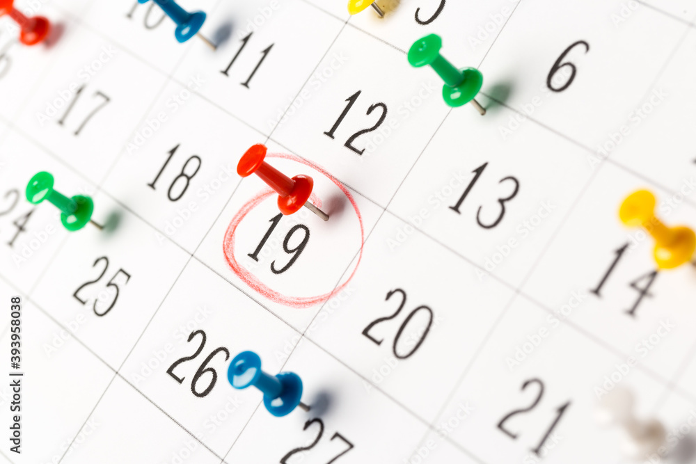 Push pins on calendar. Idea concept of to do planning. Push pins on calendar. Idea concept of to do planning.