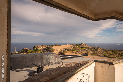 Coastal fortification historical heritage of Spain, La Bateria de Castillitos, protecting the maritime entrance to the Cartagena city, Murcia, Spain