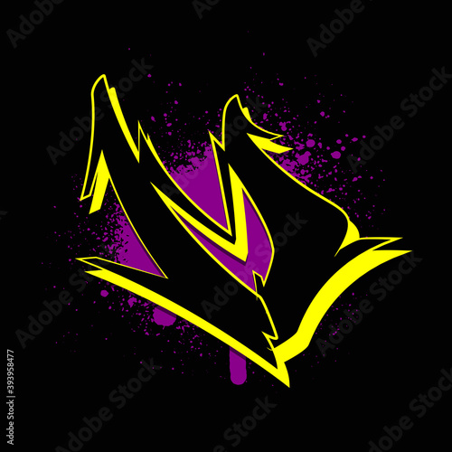 Graffiti alphabet. Letter M against a background of spray paint. Vector illustration