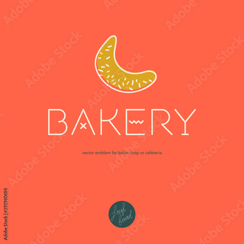 Bakery logo template. Cooking courses brand symbol. Bread bakery icon for pastry label design and bakeshop branding concept with hand drawn bread icon. Baker shop emblem in vector. Insignia hot bakery