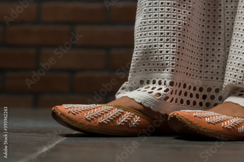 Indian Traditional female designer jutti( foot wear) photo