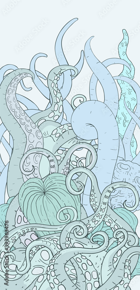 Naklejka premium Creative tentacles background art