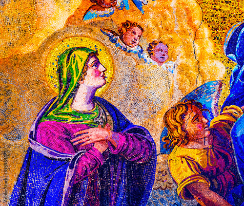 Virgin Mary Mosaic Saint Mark Cathedral Basilica Venice Italy