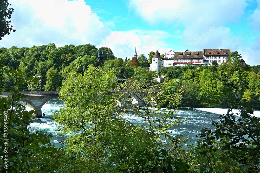 Switzerland-view of the Rhine Falls and the Laufen Castle