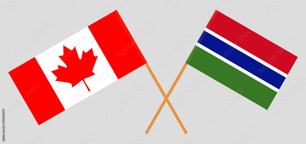 Crossed flags of Canada and the Gambia