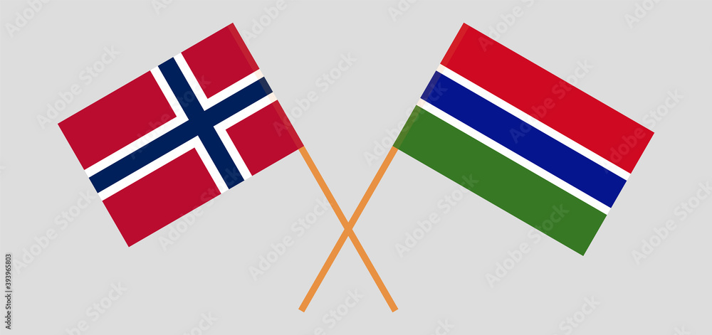Crossed flags of Norway and the Gambia