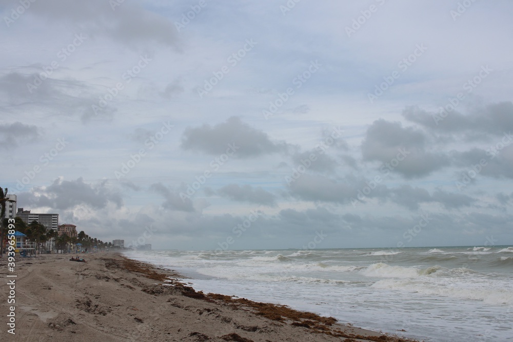Foamy ocean waves on an overcast day Foamy ocean waves on an overcast day