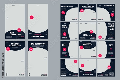 Editable Post Template Social Media Banners for Digital Marketing. Promotion Brand Fashion. Stories. Streaming. Vector Illustration - Vector