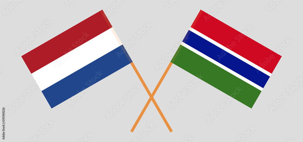 Crossed flags of the Netherlands and the Gambia