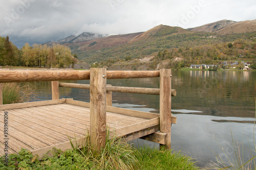 Unrecognizable viewpoint on a lake