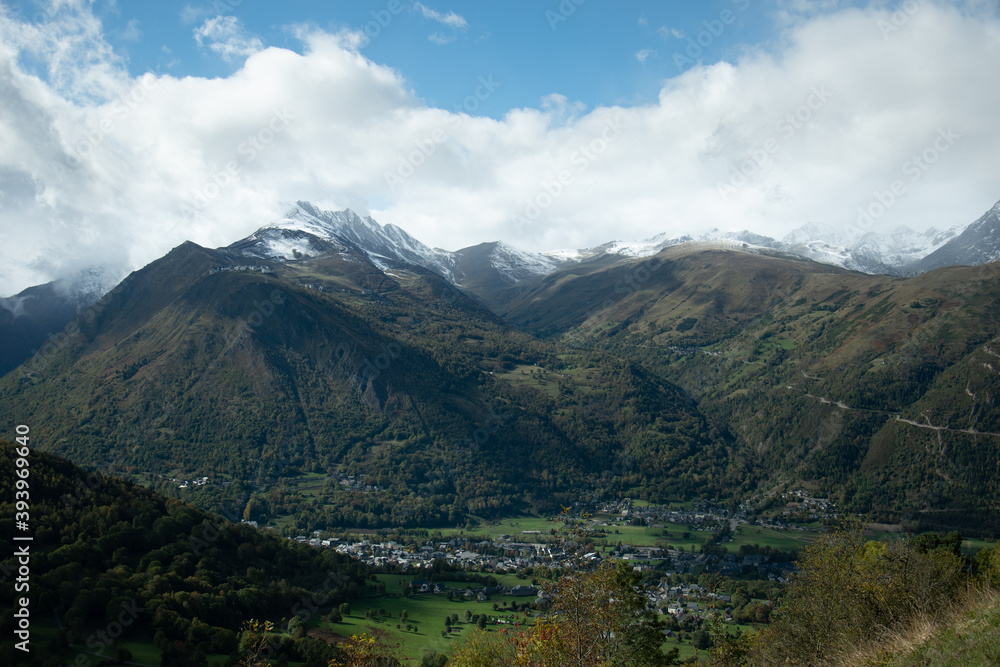 Peaceful autumn Pyrenees mountains view. Peaceful autumn Pyrenees mountains view.