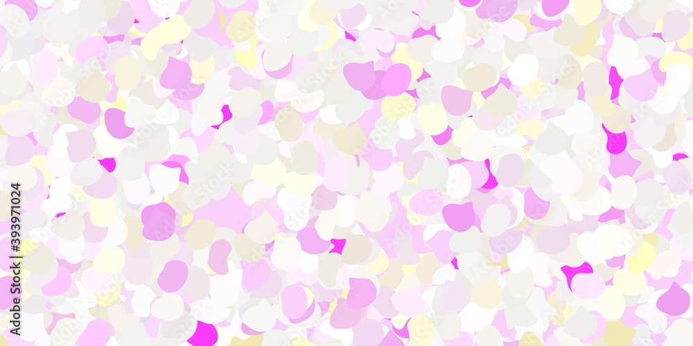 Light pink, yellow vector texture with memphis shapes.