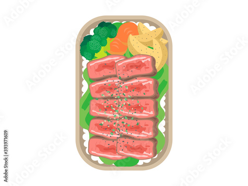 ステーキ弁当のイラスト
