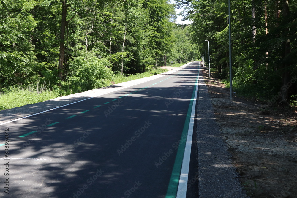 Fototapeta premium Sindelfingen , Baden-Württemberg/ Germany - June 03 2019: fast track for bicycles - developed in the outskirts of Stuttgart (Radschnellweg Römerstrasse)