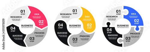 Graphic Round Chart Infographic Template with a Four Steps for Success. Business Circle Template with Options for Brochure, Diagram, Workflow, Timeline, Number Options. Vector EPS 10