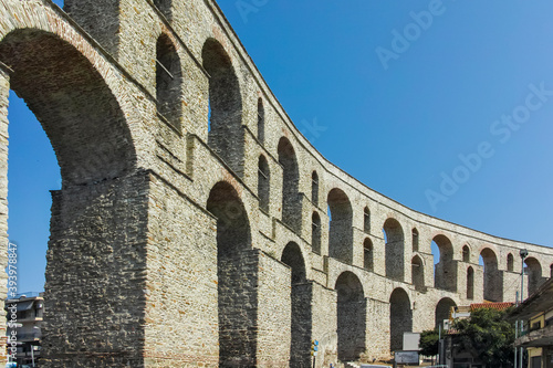 Old aqueduct in city of Kavala  Greece