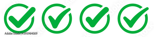 Checkmark icon set. Green check mark vector set.Creative vector illustration of green tick. Vector green confirm icons set. Vector illustration.