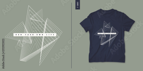 Geometric abstract t-shirt vector design, poster, print, template