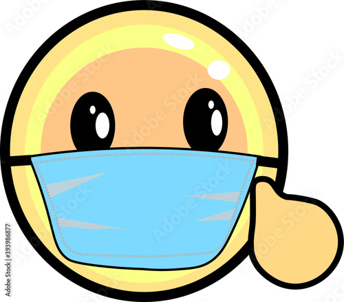 yellow emoji with a face mask