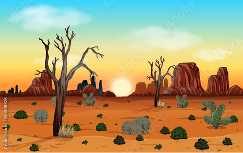 Wild desert landscape at daytime scene