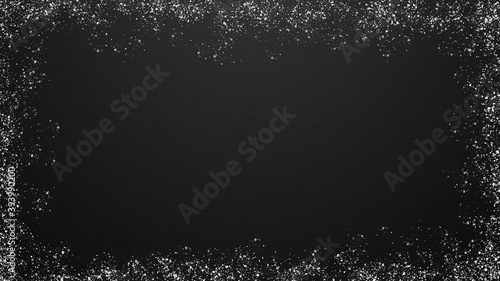 black background with white snow around the edges                            
