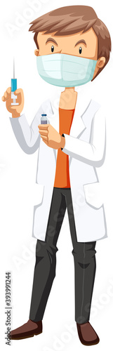 doctor holding syringe, wearing mask clip art preview