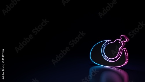3d glowing neon symbol of symbol of turkey isolated on black background © Destrosvet