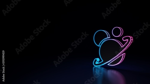3d glowing neon symbol of symbol of solar system isolated on black background