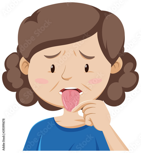 Old woman having dry mouth