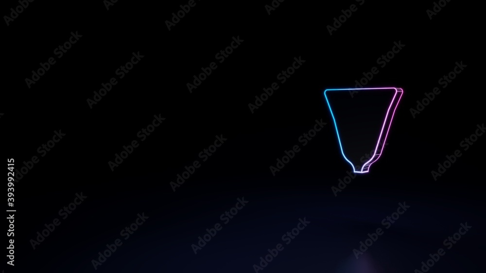 3d glowing neon symbol of symbol of glass isolated on black background 3d glowing neon symbol of symbol of glass isolated on black background