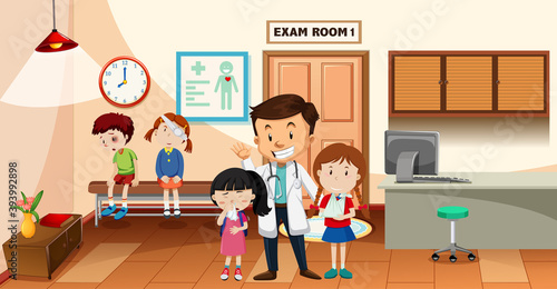 Kid in the hospital with a doctor scene