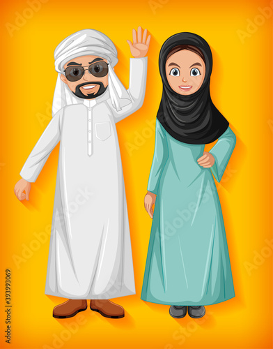 Arabic couple cartoon character