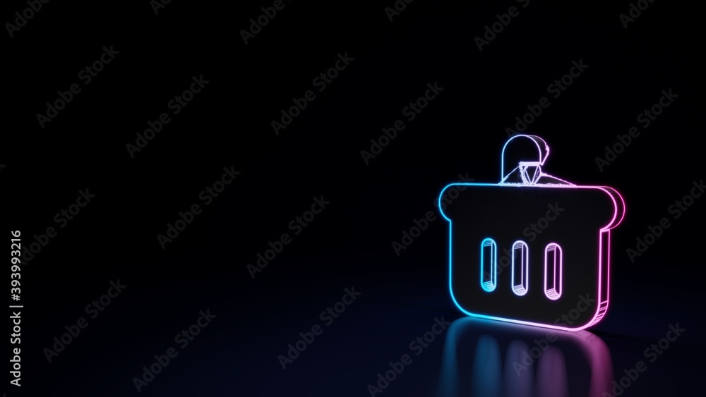 3d glowing neon symbol of symbol of basket isolated on black background 3d glowing neon symbol of symbol of basket isolated on black background