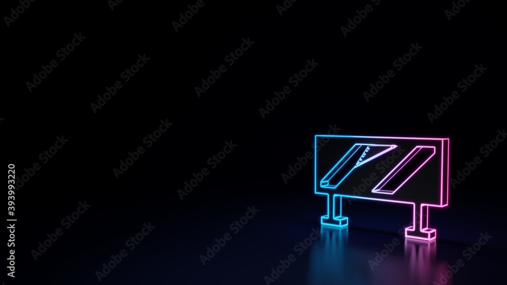 3d glowing neon symbol of symbol of barrier isolated on black background 3d glowing neon symbol of symbol of barrier isolated on black background