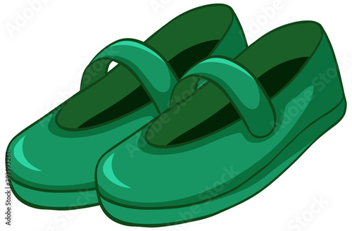 Green women shoes in cartoon style isolated on white background