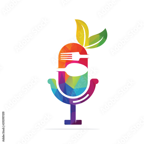 Food fork spoon podcast logo vector. Podcast food logo icon designs vector.