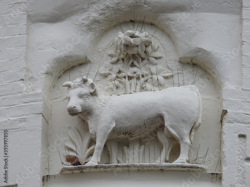 Bas-relief of a bull and ornaments