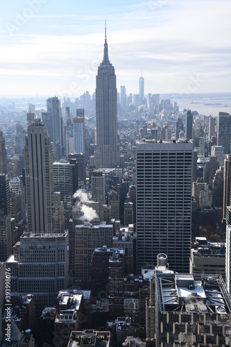 The Big Apple ist der Spitzname der US-amerikanischen Metropole New York. Zu sehen ist die S  dspitze von Lower Manhattan  Down town mit dem  Fiancial District.