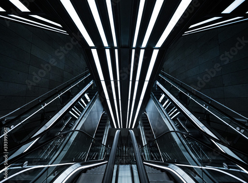 Photography light details of a subway tunnel